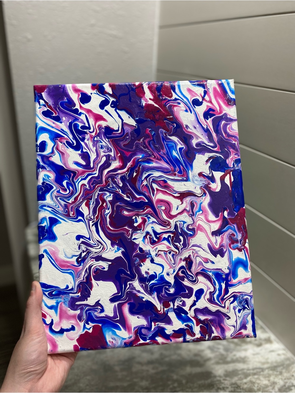 Abstract Canvas Art in Blue/Pink/Purple - Picture 6 of 7